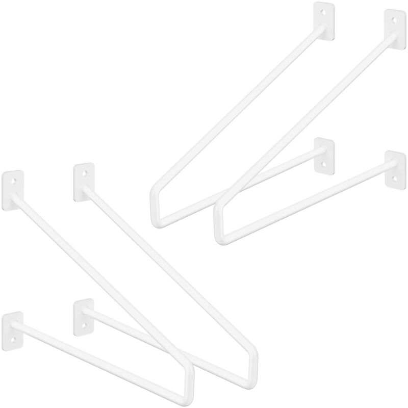 Ml-design 4 Stück Regalhalterung, 265 Mm, Weiß, Aus Stahl, Haarnadel Regalhalterungen, Schwebe Regalwinkel, Hairpin Wandhalterung, Regalträger Für