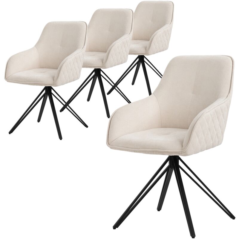 Ml-design Esszimmerstühle Drehbar 4er Set, Textil Webstoff, Creme, Wohnzimmerstuhl Mit Armlehne/rückenlehne, 360° Drehstuhl, Polsterstuhl Mit