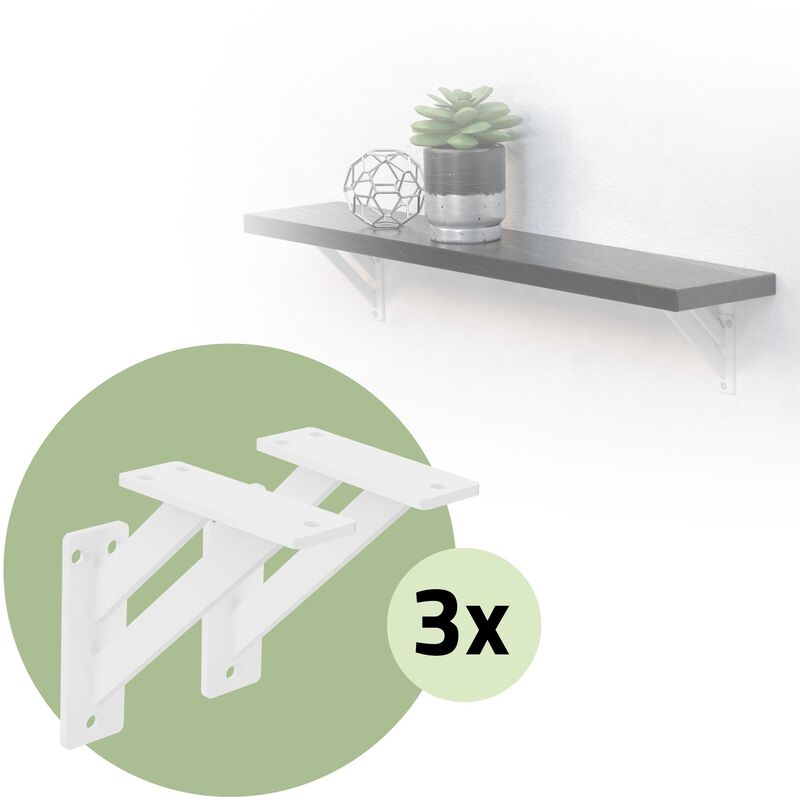 Ml-design - Lot de 6 Supports d'Étagère, 120 x 120 mm, Blanc, en Aluminium, Robuste, Style Industriel, Équerre pour Étagères Murales Flottantes et