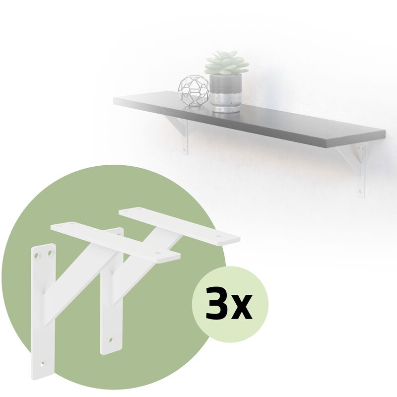 Ml-design - 6 Pièces Support d'Étagère, 180 x 180 mm, Blanc, en Aluminium, Robuste, Style Industriel, Support Mural pour Étagère Console Murale