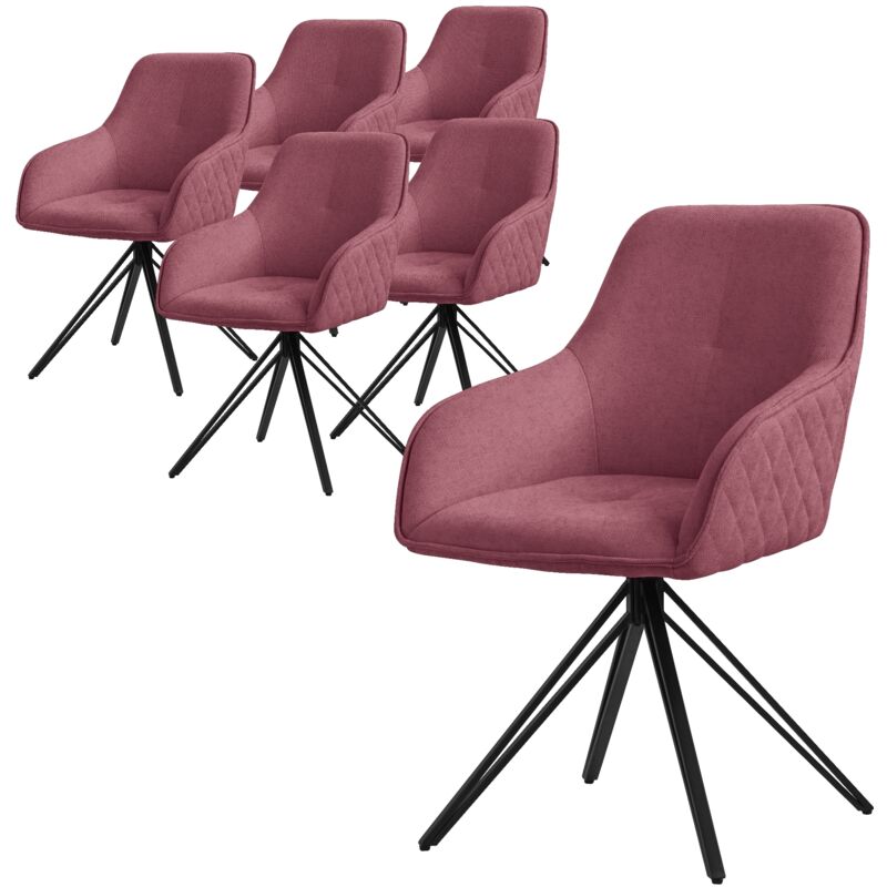 Ml-design Esszimmerstühle Drehbar 6er Set Textil Webstoff Altrosa, Wohnzimmerstuhl Mit Armlehne/rückenlehne, 360° Drehstuhl, Polsterstuhl Mit