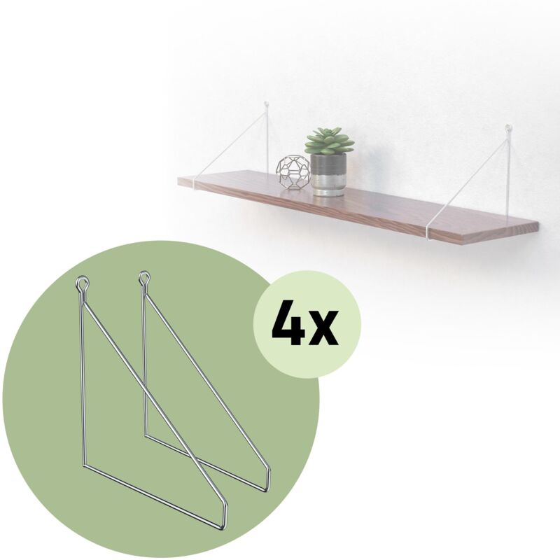Ml-design - Lot de 8 Équerres d'Étagère 250 mm, en Métal, Argent, Style Industriel, Forme Triangulaire, Support Robuste de Fixation Murale, Triangle