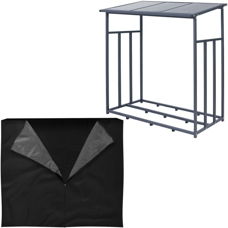 Ml-design - Abri Bois de Chauffage, Étagère Rangement Extérieur Métal, Anthracite, xxl 187,5x70x185 cm, Abri à Bois de Cheminée 2,3 m³, Support