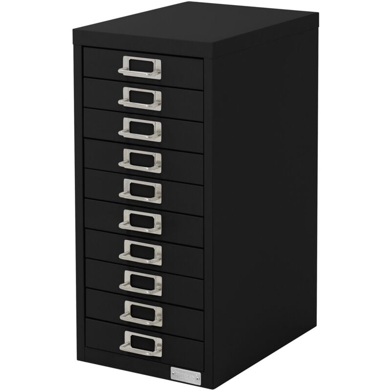 Ml-design - Armoire à Dossiers avec 10 Tiroirs, avec Porte-Étiquette, 28x38x60 cm, Noir, en Acier, Classeur pour Documents Format A4, Meuble de