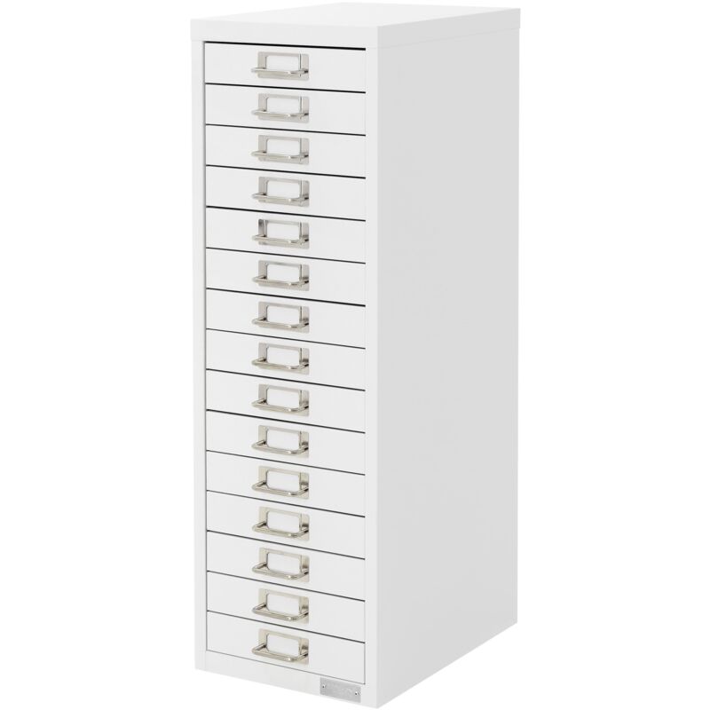 Ml-design - Armoire à Dossiers avec 15 Tiroirs, avec Porte-Étiquette, 28x38x87 cm, Blanche, en Acier, Classeur pour Documents Format A4, Meuble de