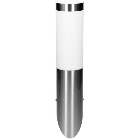 ML-Design Außenlampe mit E27 Fassung - 1er Set - Silber - 38cm / Ø 7,5cm - aus Edelstahl - Abgewinkelt - spritzwassergeschützt IP44 - Außenwandleuchte Wandleuchte Wandlampe für Outdoor und Garten