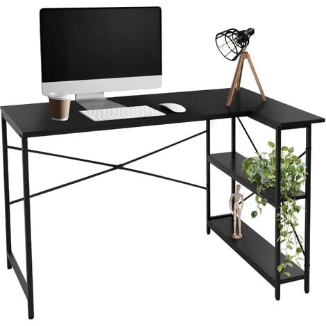 ML-Design B-Ware Schreibtisch L-förmiger, 120x89x75 cm, Schwarz, mit Regal