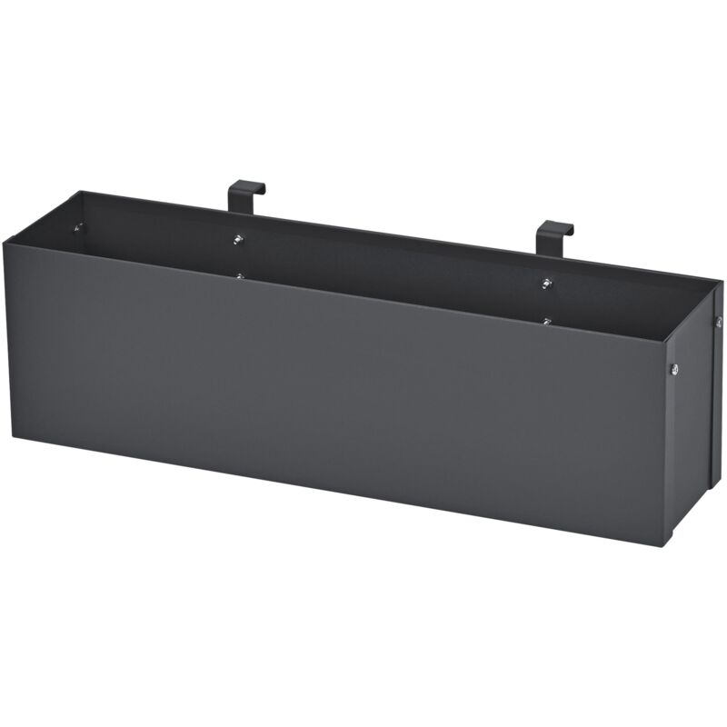 Bac à Fleurs à Suspendre, Acier, 50x12x15 cm, Anthracite, avec Support, Jardinière Rectangulaire Suspendue, Pot de Balcon Patio Terrasse, Résistant