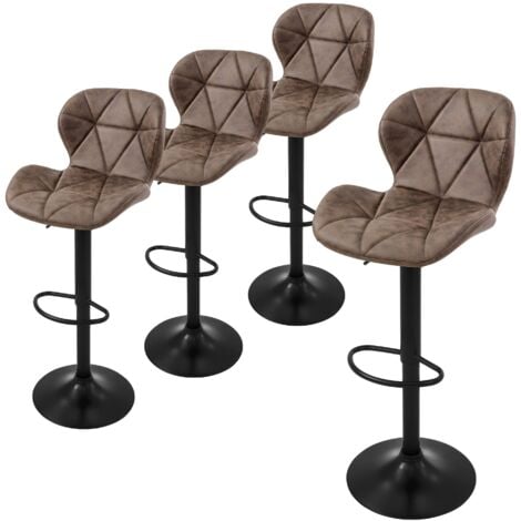 ML-Design Barhocker 4er Set, Bezug aus Kunstleder, Braun, Gepolsterter Barstuhl mit Rückenlehne und Fußstütze, Tresenhocker höhenverstellbar, 360° drehbar, Bistrohocker Hocker Drehstuhl Barstühle