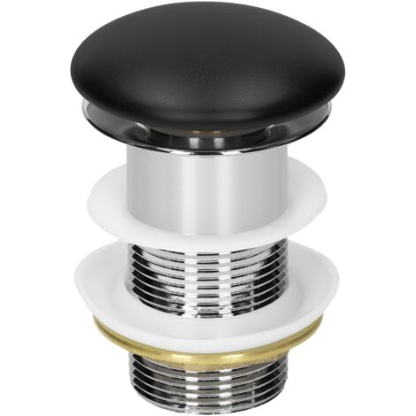 ML-Design Bonde de Lavabo Pop Up Garniture Vidage Universel pour Vasques Lave-Mains Évier sans Trop-Plein Bouchon de Vidange Couvercle Céramique Noir Inox, 1 1/4 Pouce, avec Joints