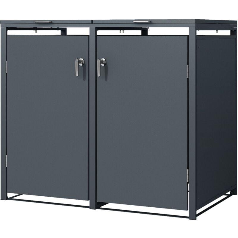Ml-design - Abri de Poubelle, pour 2 Conteneurs à Ordures, 240L, 132x80x116,3 cm, Acier, Anthracite, Conteneur avec Couvercle Rabattable, 2x Portes à