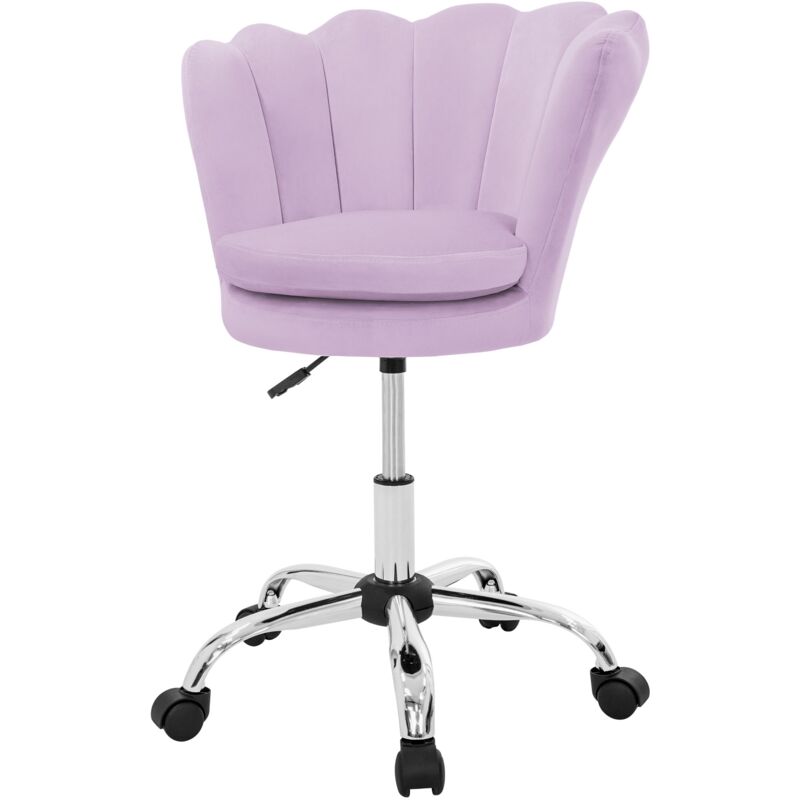 Ml-design Bürostuhl Aus Samt, Lila, Schminktisch Stuhl Mit Muschel-rückenlehne, Drehstuhl Mit Rollen, Kinder Schreibtischstuhl Höhenverstellbar,