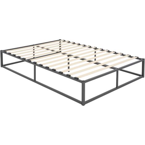 Ml-Design – Cadre de lit anthracite 140x200 cm – Structure métallique – Sommier à lattes ergonomique – Montage facile – Capacité 200 kg