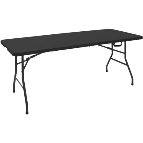 ML-Design Campingtisch klappbar Schwarz 180x74 cm Kunststoff, Klapptisch mit Tragegriff, Falttisch für Garten Terrasse Balkon, Gartentisch 6 Personen, Buffettisch Partytisch Koffertisch Flohmarkttisch