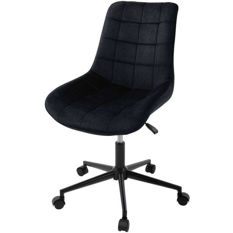 Ml-design - Chaise de Bureau, Noir, en Velours, Réglable en Hauteur, Assise Rembourrée avec Piètement Métallique, Dossier Ergonomique, Fauteuil