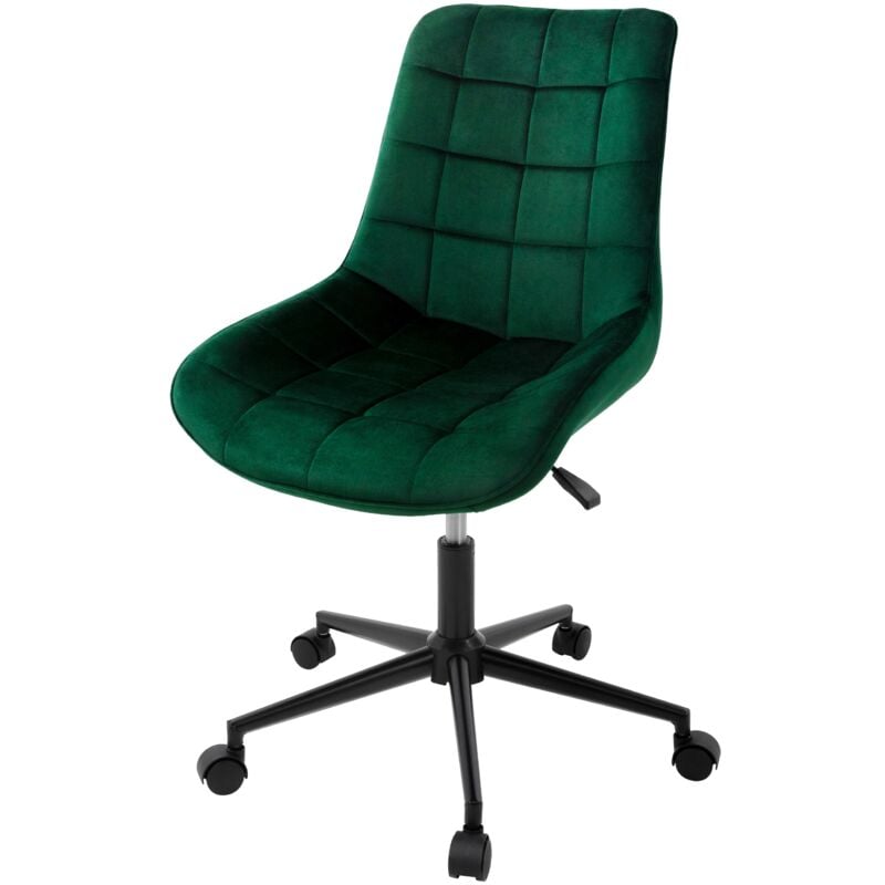 Ml-design - Chaise de Bureau, Vert, en Velours, Réglable en Hauteur, Assise Rembourrée avec Piètement Métallique, Dossier Ergonomique, Fauteuil