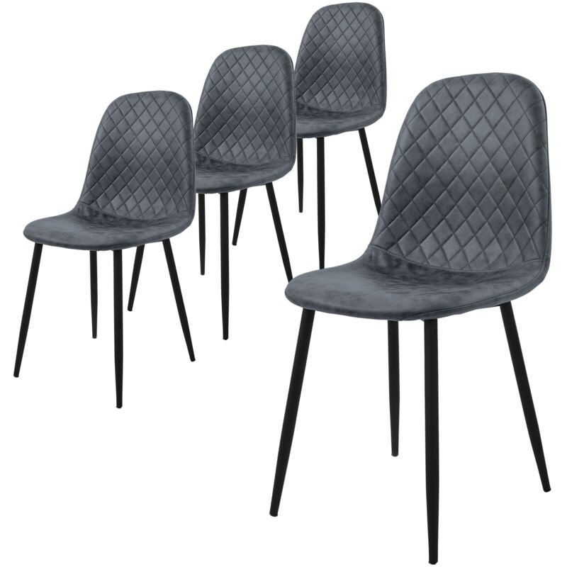 Ml-design - Chaise de Salle à Manger, Lot de 4, Anthracite, Revêtement en Simili, Pieds en Métal Noir, avec Dossier Ergonomique, Design Moderne, pour