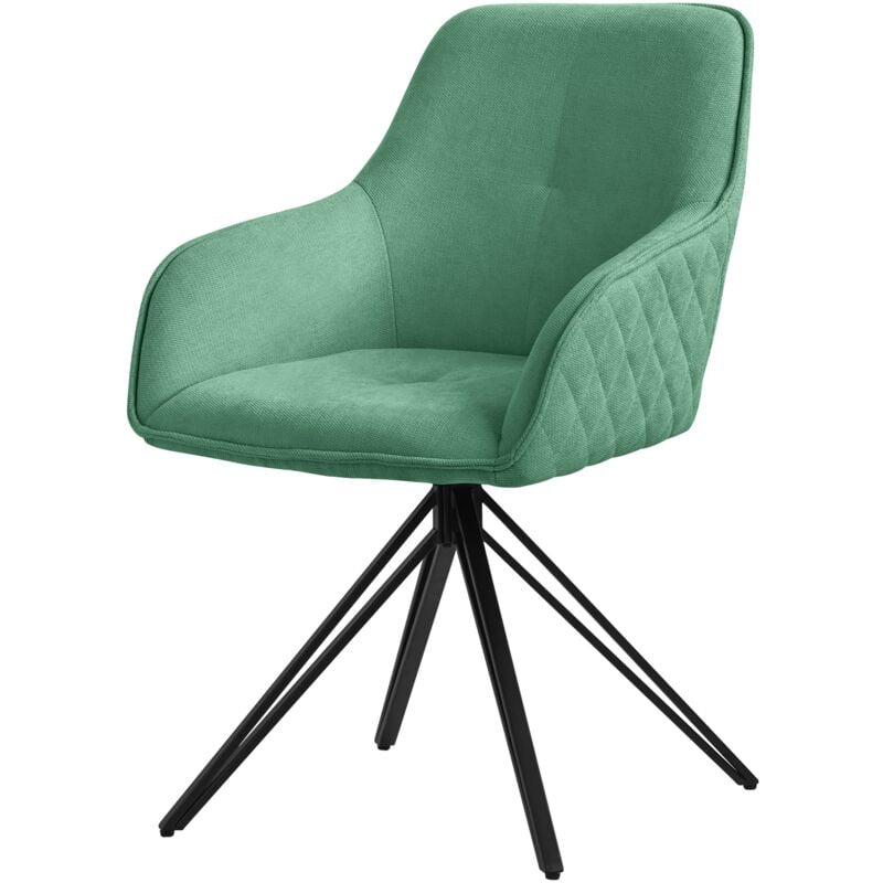 ML-Design Chaise de Salle à Manger, Vert, en Textile Tissé, Chaise Rembourrée avec Accoudoirs et Dossier, Pivotante à 360°, Pieds en Métal, Fauteuil