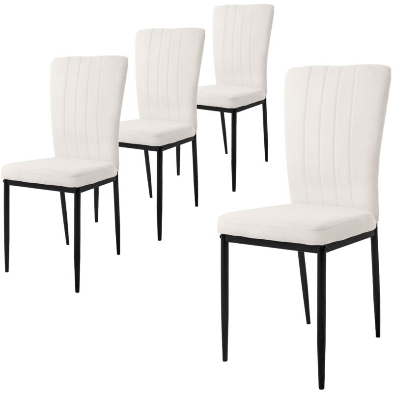 ML-Design Lot de 4 Chaises de Salle à Manger, Blanc, en Velours Respirant et Doux, Fauteuil Design Moderne, Dossier Ergonomique, Assise Rembourrée