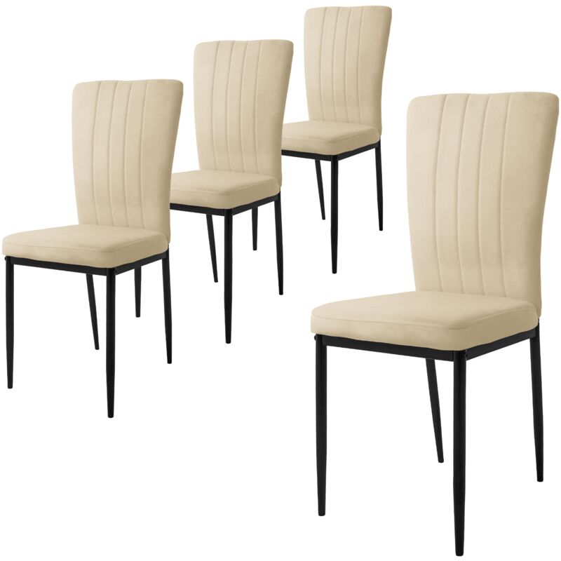 Ml-design - Lot de 4 Chaises de Salle à Manger, Beige, en Velours Respirant et Doux, Fauteuil Design Moderne, Dossier Ergonomique, Assise Rembourrée