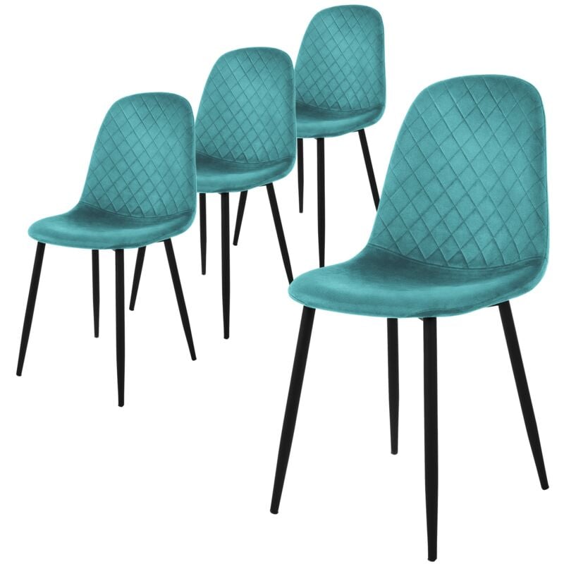 Ml-design - Chaise de Salle à Manger, Lot de 4, Pétrole, Revêtement en Velours, Pieds en Métal Noir, avec Dossier Ergonomique, Design Moderne, pour