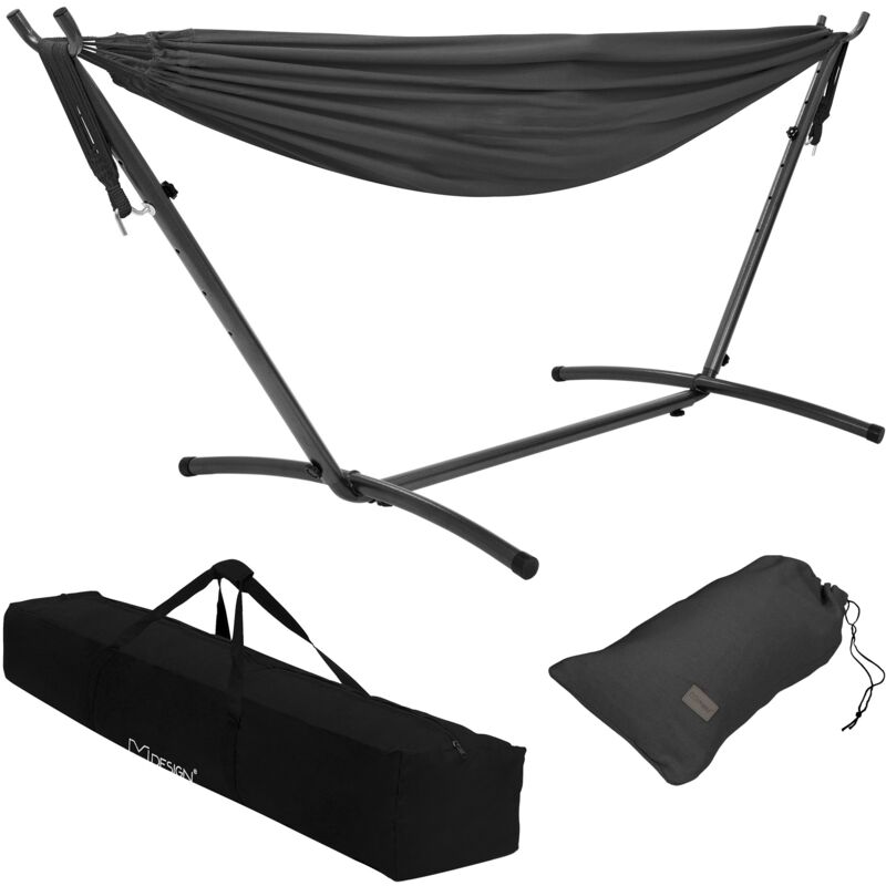 Ml-design Doppel Hängematte Mit Stahlgestell, Dunkelgrau, Platz Für 2 Personen, Indoor & Outdoor, Xxl Hängesessel Mit Tragetasche,