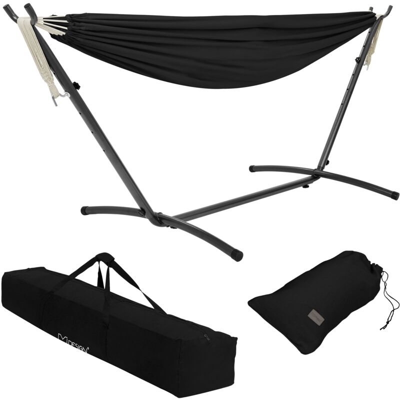 Ml-design Doppel Hängematte Mit Stahlgestell, Schwarz, Platz Für 2 Personen, Indoor & Outdoor, Xxl Hängesessel Mit Tragetasche,