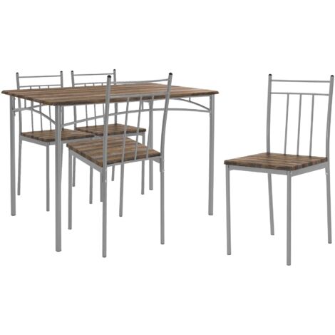 Ml-Design – Ensemble table et 4 chaises – Table 110x70cm – MDF laminé et métal – Bords arrondis – Capacité 130kg par chaise – Matériel de montage inclus
