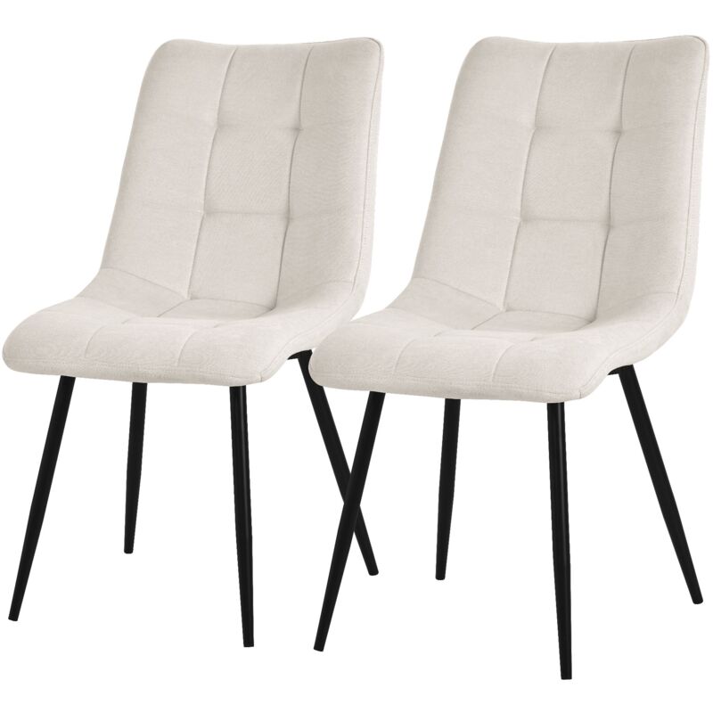 Ml-Design Esszimmerstühle 2er Set Beige, Wohnzimmerstühle Mit Stoffbezug Und Schwarzen Metallbeinen, Küchenstühle Mit Rückenlehne, Polsterstühle Für