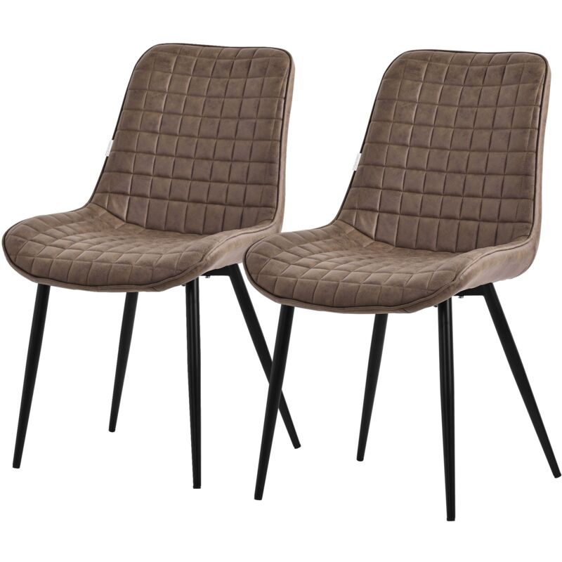 Ml-Design Esszimmerstühle 2er Set, Braun, Sitzfläche Aus Kunstleder Mit Schwarzen Metallbeinen, Küchenstühle Mit Rückenlehne, Wohnzimmerstühle,