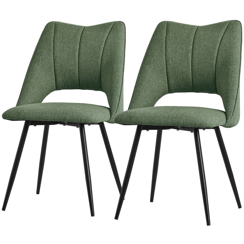 Ml-design Esszimmerstühle 2er Set, Grün, Wohnzimmerstühle Aus Stoffbezug Und Schwarzen Metallbeinen, Küchenstühle Mit Rückenlehne,
