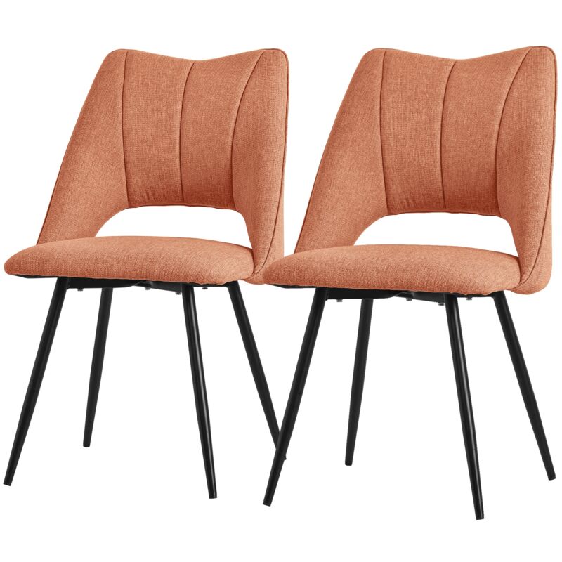 Ml-Design Esszimmerstühle 2er Set Orange, Wohnzimmerstühle Aus Stoffbezug & Schwarzen Metallbeinen, Küchenstühle Mit Rückenlehne, Polsterstühle Für