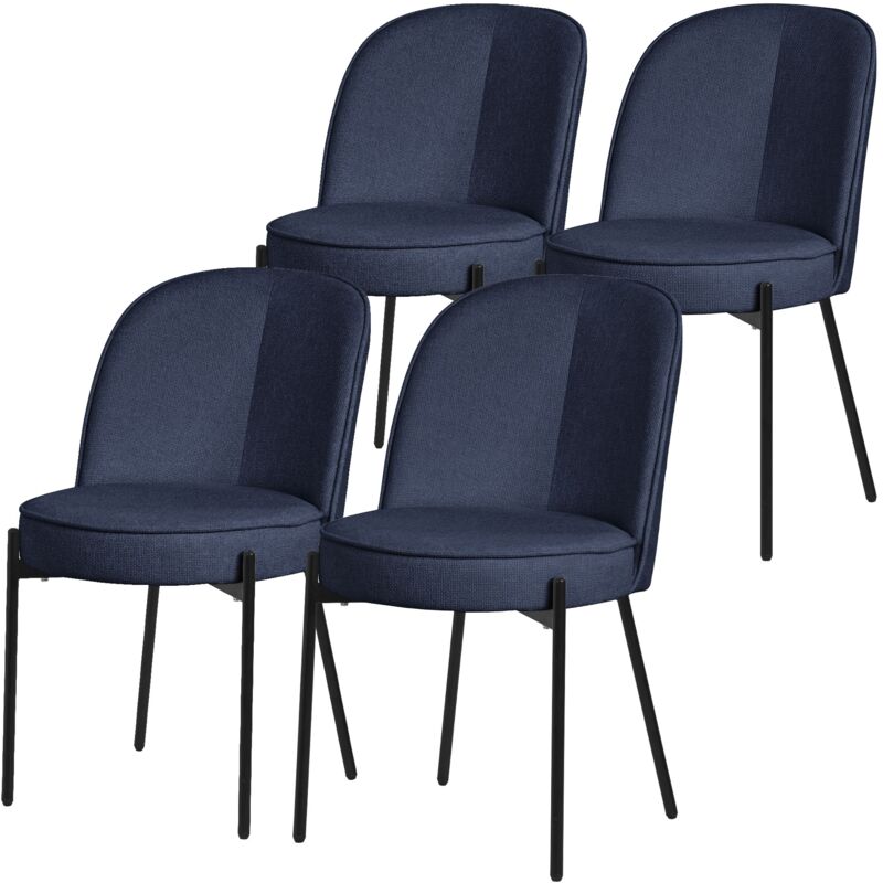 Ml-design Esszimmerstühle 4er Set, Dunkelblau, Küchenstühle Mit Stoffbezug & Metallbeinen, Wohnzimmerstuhl Mit Rückenlehne, Polsterstühle Für