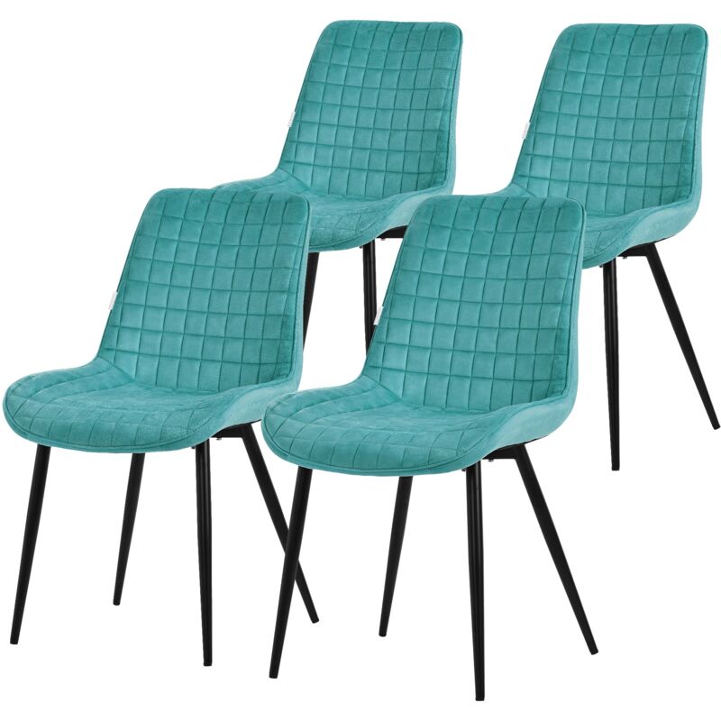 Ml-Design Esszimmerstühle 4er Set, Petrol, Sitzfläche Aus Samt Mit Schwarzen Metallbeinen, Küchenstühle Mit Rückenlehne, Wohnzimmerstühle, Polsterstühle
