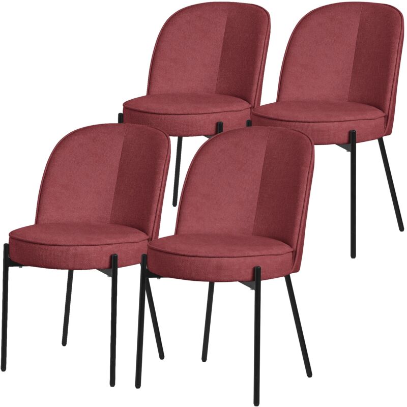Ml-design Esszimmerstühle 4er Set, Rot, Küchenstühle Mit Stoffbezug Und Metallbeinen, Wohnzimmerstuhl Mit Rückenlehne, Polsterstühle Für