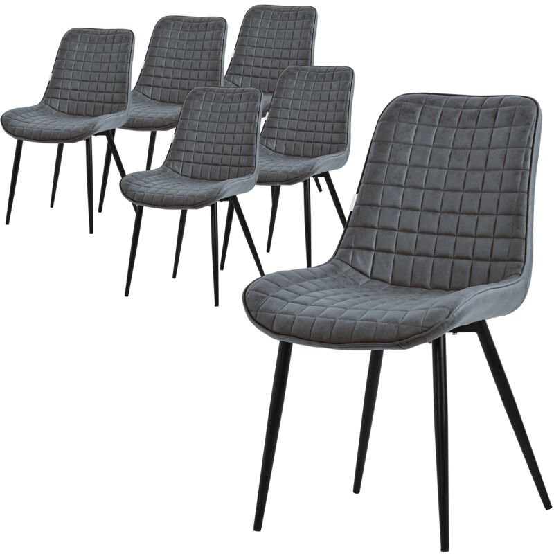 Ml-Design Esszimmerstühle 6er Set, Anthrazit, Sitzfläche Aus Kunstleder Mit Schwarzen Metallbeinen, Küchenstühle Mit Rückenlehne, Wohnzimmerstühle,
