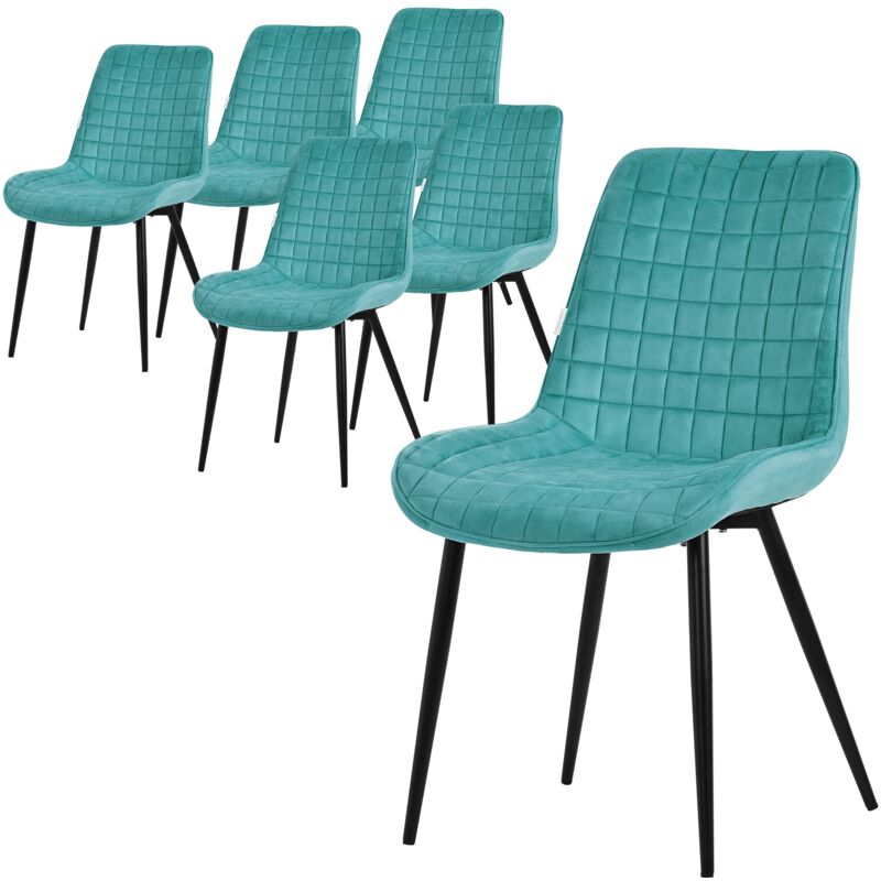 Ml-Design Esszimmerstühle 6er Set, Petrol, Sitzfläche Aus Samt Mit Schwarzen Metallbeinen, Küchenstühle Mit Rückenlehne, Wohnzimmerstühle, Polsterstühle
