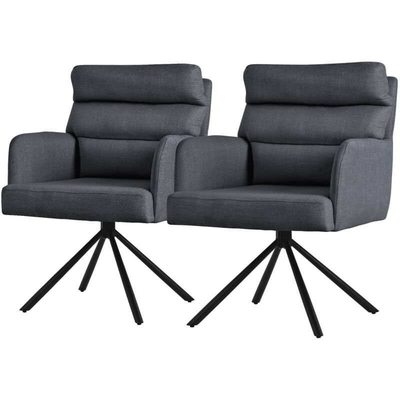 Ml-Design Esszimmerstühle Drehbar 2er Set Anthrazit, Wohnzimmerstühle Mit Arm- Und Rückenlehne, Drehstühle Auto-position, Polsterstühle Mit Polyesterbezug