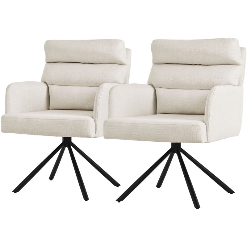 Ml-design Esszimmerstühle Drehbar 2er Set, Beige, Wohnzimmerstühle Mit Arm- Und Rückenlehne, Drehstühle Auto-position, Polsterstühle Mit