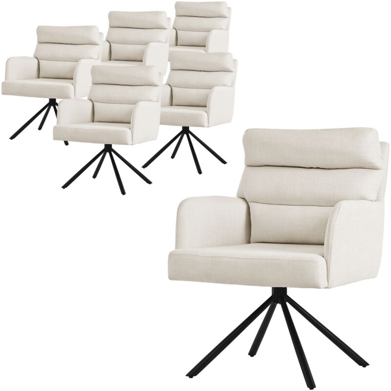 Ml-design Esszimmerstühle Drehbar 6er Set, Beige, Wohnzimmerstühle Mit Arm- Und Rückenlehne, Drehstühle Auto-position, Polsterstühle Mit