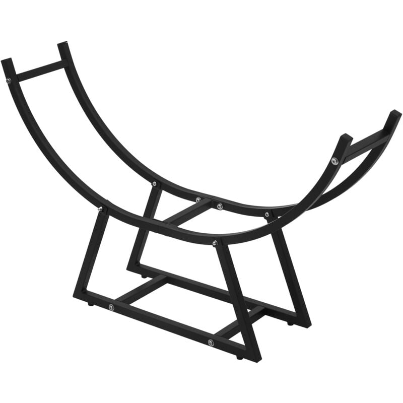 Ml-design - Porte Bûches de Cheminée, 94x21x55 cm, Noir, Demi-Lune, Métallique, en Acier Revêtue par Poudre, Intérieur/Extérieur, Support pour Bois
