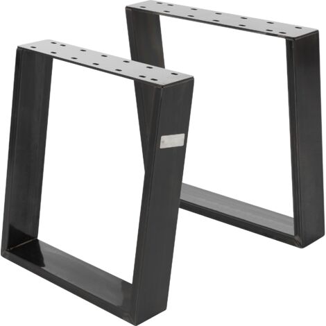 ML-Design Jeu 2x Pieds de Table 80GRAD Inclinaison, 40x43 cm, Aspect Vintage Industriel, Profil 8x2 cm, Pieds de Table Inclinés, Patins de Meubles en Métal, Piètement pour Table Basse/ Banquette