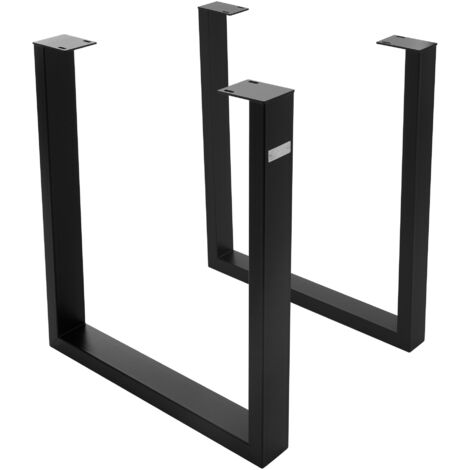 ML-Design Jeu 2x Pieds de Table en Forme de U 70x74 cm, Noir, Profil 8x4 cm, Métal, Design Industriel, Protection du Sol Réglable, Piètement de Table, Profilé Carré, Patins pour Projets de Bricolage