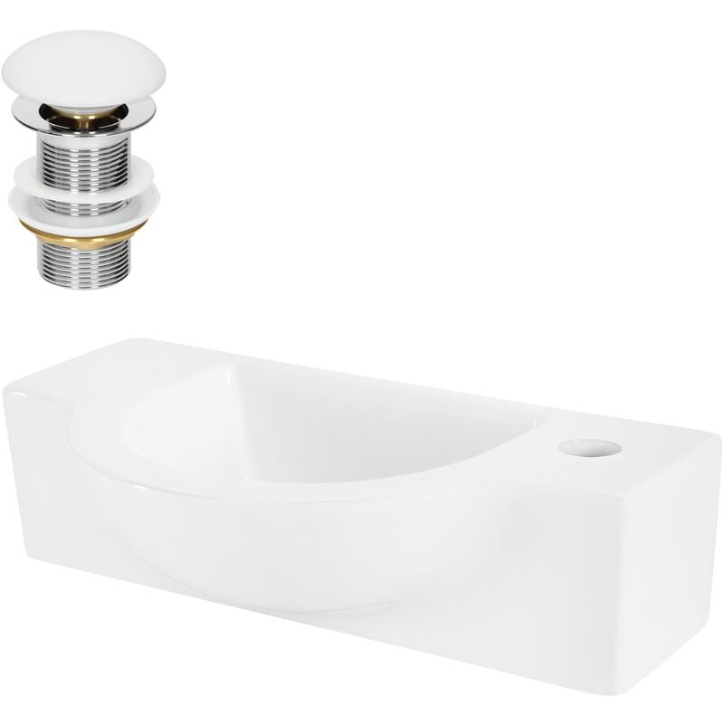 ML-Design Lavabo en Céramique Ovale Blanc 44,5x25,5x12 cm, avec Vidage Blanche, Trou pour Robinetterie à Droite, Vasque à Poser, Montage Mural, ML-Design Lavabo en Céramique Ovale Blanc 44,5x25,5x12 cm, avec Vidage Blanche, Trou pour Robinetterie à Droite, Vasque à Poser, Montage Mural,