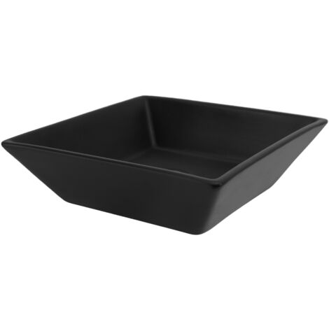 ML-Design Lavabo de Cerámica Negro Mate 41x41x12 cm Fregadero Cuadrado de Pared o Sobre Encimera Pila de Diseño Moderno Lavamanos para Mueble de Baño Aseo con Agujero para Grifo y Desagüe