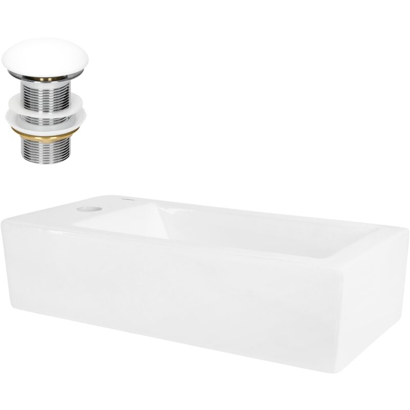 Luxebath - ML-Design Lavabo en Céramique Blanc, 51x25x13 cm, avec Bonde de Vidage Blanc en Céramique, Trou pour Robinet à Gauche, Rectangulaire, Luxebath - ML-Design Lavabo en Céramique Blanc, 51x25x13 cm, avec Bonde de Vidage Blanc en Céramique, Trou pour Robinet à Gauche, Rectangulaire,