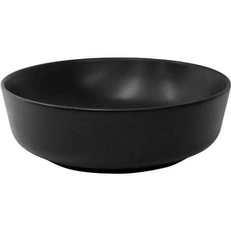 Lavabo En Céramique Noir Mat à Poser - Dimensions 600x425x145 Mm - Marque LuxeBath - Fabriqué En Allemagne