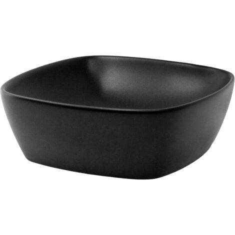 Lavabo Céramique Noir Mat à Poser - Diamètre 36 Cm, Hauteur 12 Cm, Moderne Pour Salle De Bain