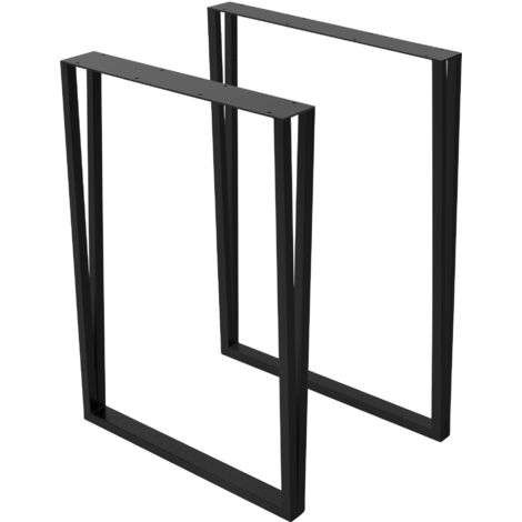 ML-Design Lot de 2 Pieds de Table L50xH71,5 cm, Rectangulaire, Noir, en Acier Peint par Poudrage, Design Industriel, Piètement de Meuble DIY, Patins de Table à Manger, Banc, Bureau