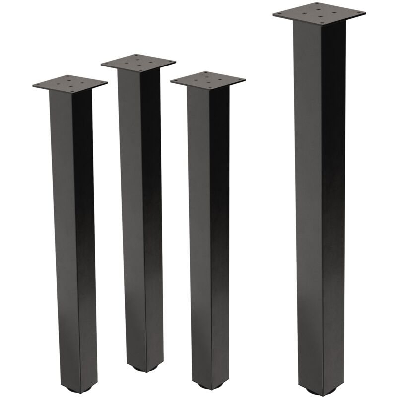 ML-Design Lot de 4 Pieds de Table I-Design 90 cm, Gris Foncé, Aspect Industriel, en Acier Laqué, Carré, Profil 8x8 cm, Pieds de Meuble Réglables en